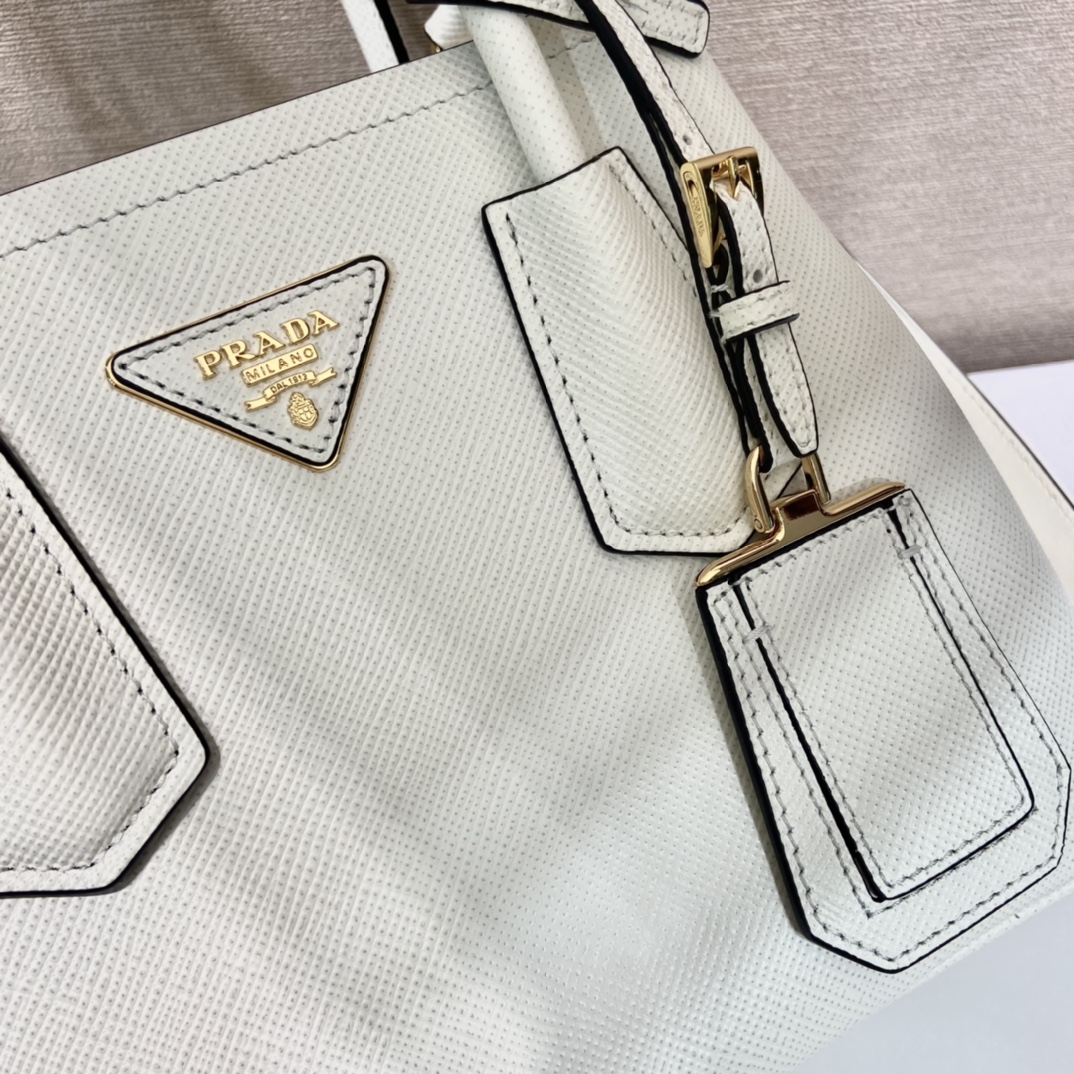 Prada Double Saffiano Leather Mini Bag Shoulder Bag White 1BG443